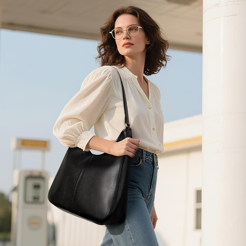 befen Genuine Leather Hobo Bags for Women, Top Grain Real Leather Women's Shoulder Bag Handbags Purses with Adjustable Strap