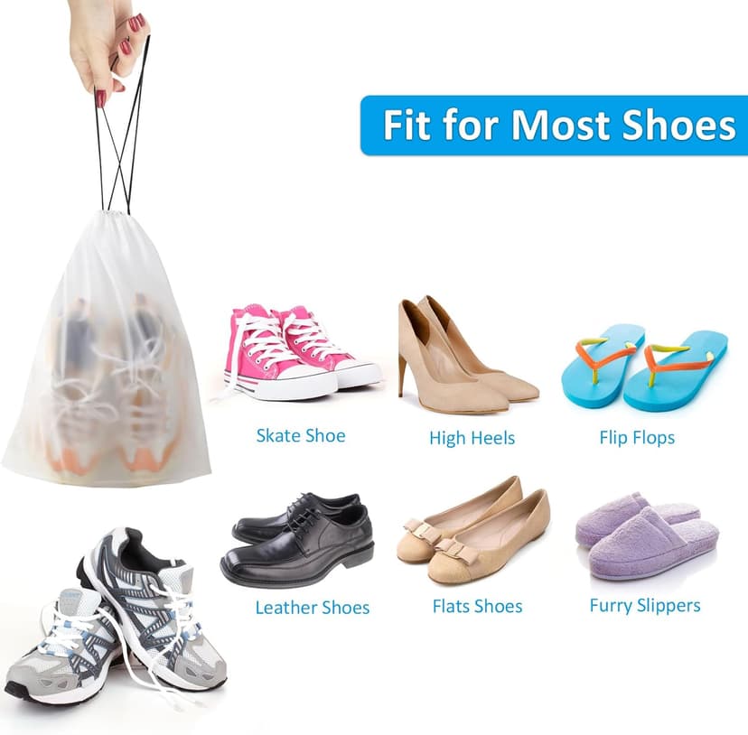 15.7" x 11.8" Waterproof Dustproof Portable Travel Shoe Storage Bag for Men and Women Clear Shoe Bags for Travel 5 PCS, Drawstring Travel Shoe Bags for Packing B0C6X2VP9R