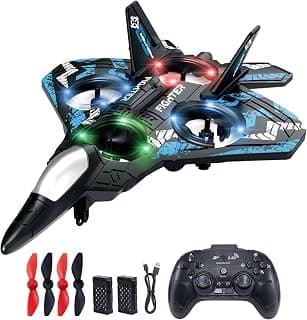 JoyRapt Drones for Kids Form RC Plane, Remote Control Airplane, Aircrafts Toys for Boys, Jet Helicopter Drones with LED Lights 360° Flip, Gifts for 6 8 10 Year Old Boys, 2 Rechargeable Batteries