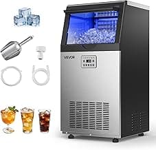 VEVOR Commercial Ice Maker Machine, 100 lbs/24h with 30 lbs Storage Capacity, Built-in/Freestanding/Under Counter, Stainless Steel Ice Maker with LED Display & Self-Cleaning, for Home Bar Restaurant