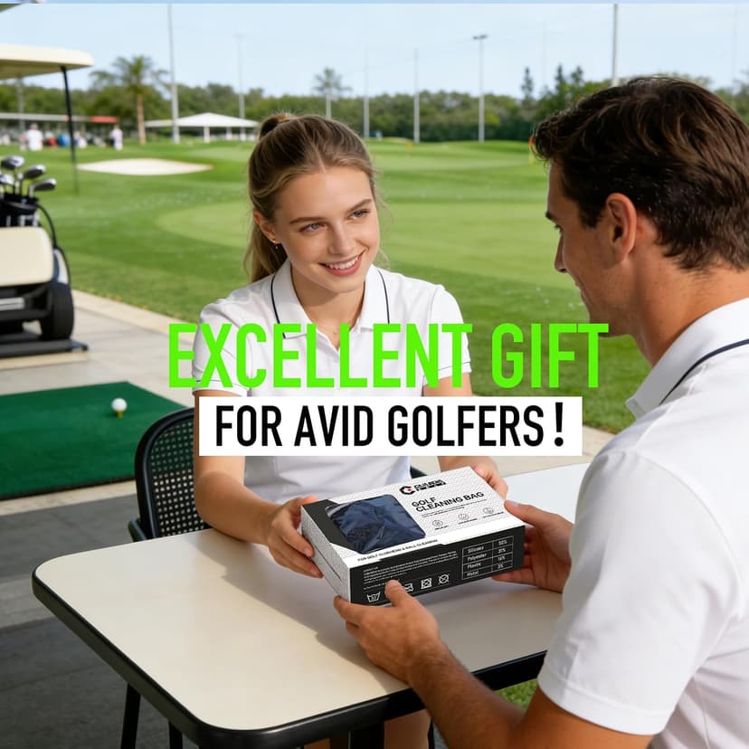GAIARENA Golf Cleaning Bag Pouch Golf Ball Washer Club Cleaner with Scrub and Wipe Cloth Gifts Ideas for Golfers On-Course Golf Accessories B0GCX81D1Y