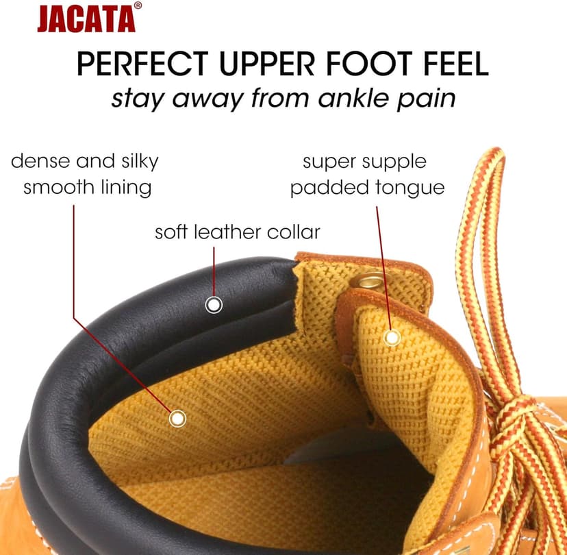 Jacata Men's Water Resistant Leather Work Boot Rubber Sole Construction Oil Resistant Utility Industrial Boots