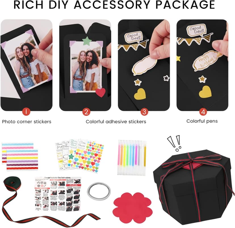 Picture Pop up Love Box Gift, Set with Scrapbooking Accessories Creative Photo, Album Gifts for Anniversary Wedding KOOGEL Explosion Gift Box DIY Exploding Photo Album Preassembled Surprise B07Q3VH41X