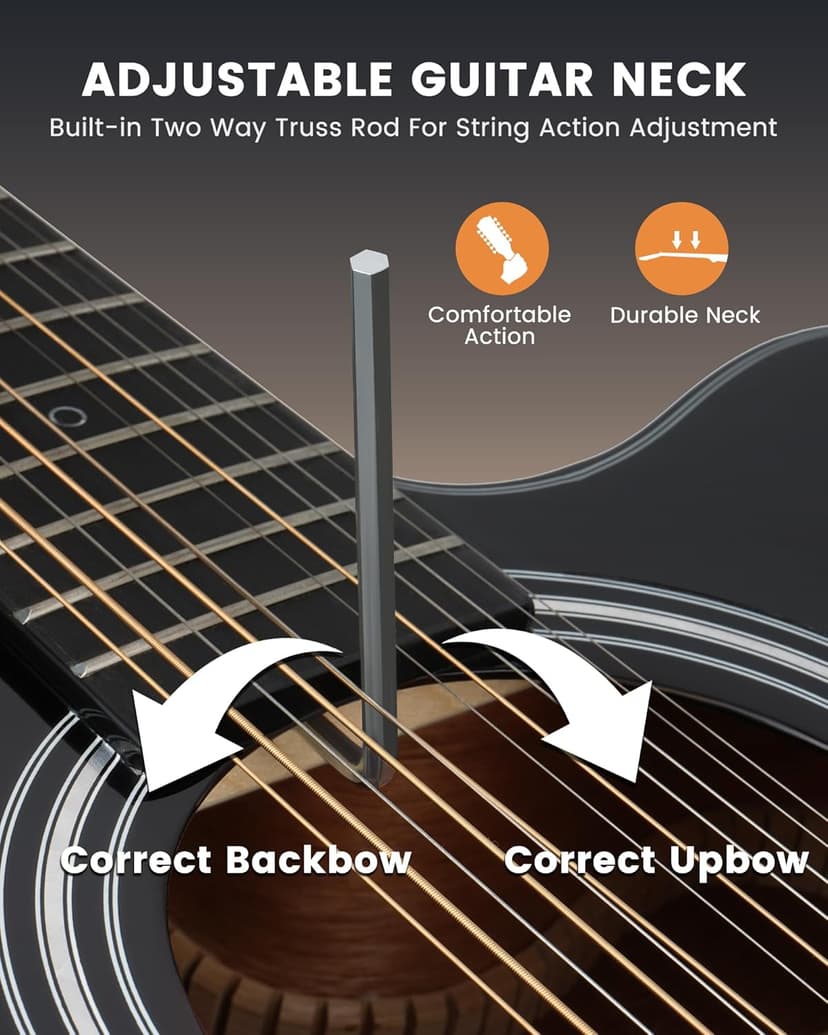 Fesley 12 String Guitar: 42" Full Size Acoustic Electric Guitars for Beginners Adults, Spruce Top Guitarra Acustica, Cutaway Guitar Bundle with Gig Bag, Picks, Strings, Strap, Gloss, Black