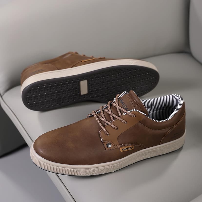 ANALEAF Mens Casual Oxfords Fashion Sneakers Soft Comfortable Lace-Up Dress Shoes