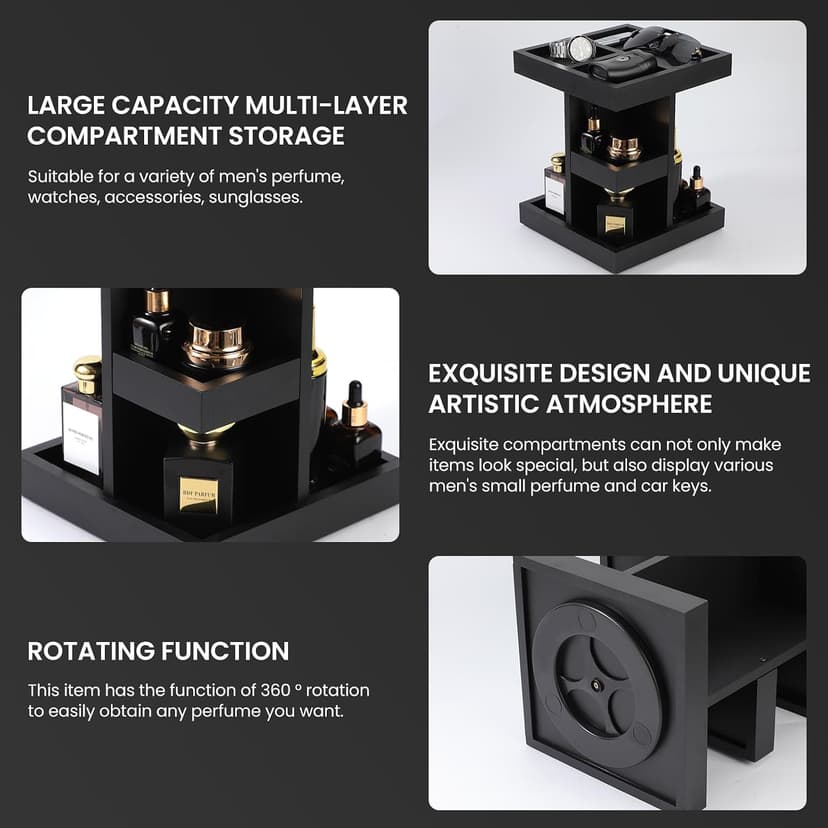 Wooden,Rotating,Perfume Organizer,Anniversary Idea for Husband,Mens Organizer,for Boyfriend,Brother,Dad Birthday Gift for Him EXIN DECHEN Cologne Organizer for Men,Cologne Stand,Birthday Gifts for Men B0F18ZM7JL