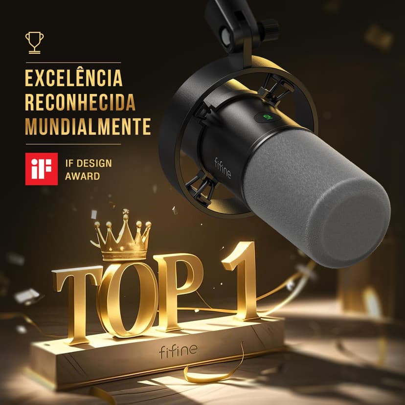 FIFINE K688 Podcast Microphone Kit, USB/XLR Dynamic Microphone with Boom Arm for PC/XLR Mixer, Gaming Mic with Mute Button, Headphone Jack for Vocal, Voice-Over, Streaming, Music Recording -K688CT