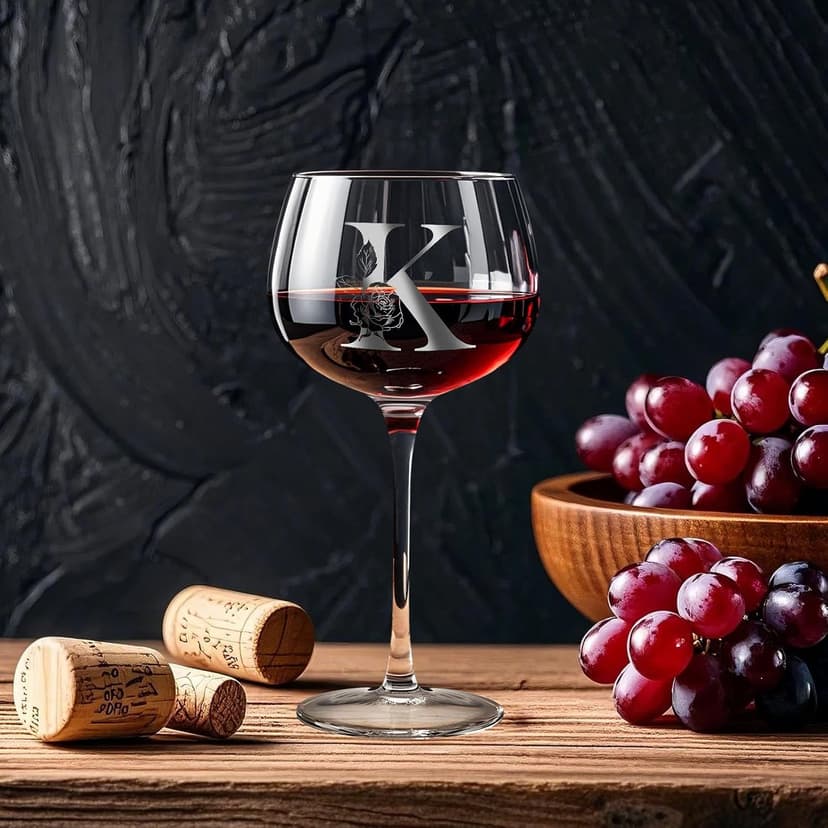 Personalized Gifts for Women, Monogrammed A-Z Wine Glass Customized Gift, Unique Christmas Birthday Gifts for Women Her Mom Friend Sister Wife Daughter Nurse (K)