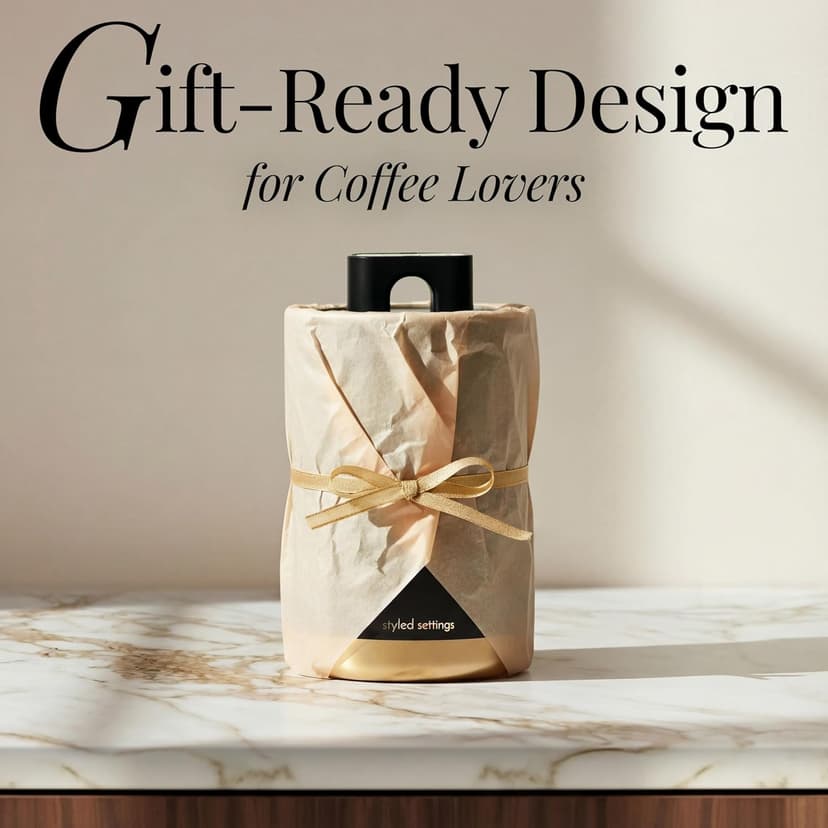 Vacuum Coffee Canister with Airtight Lid – Patented Dual Airtight Coffee Canister with Scoop, Coffee Bean Storage Container or Grounds Container, Storage Container - Black and Gold Kitchen Accessories