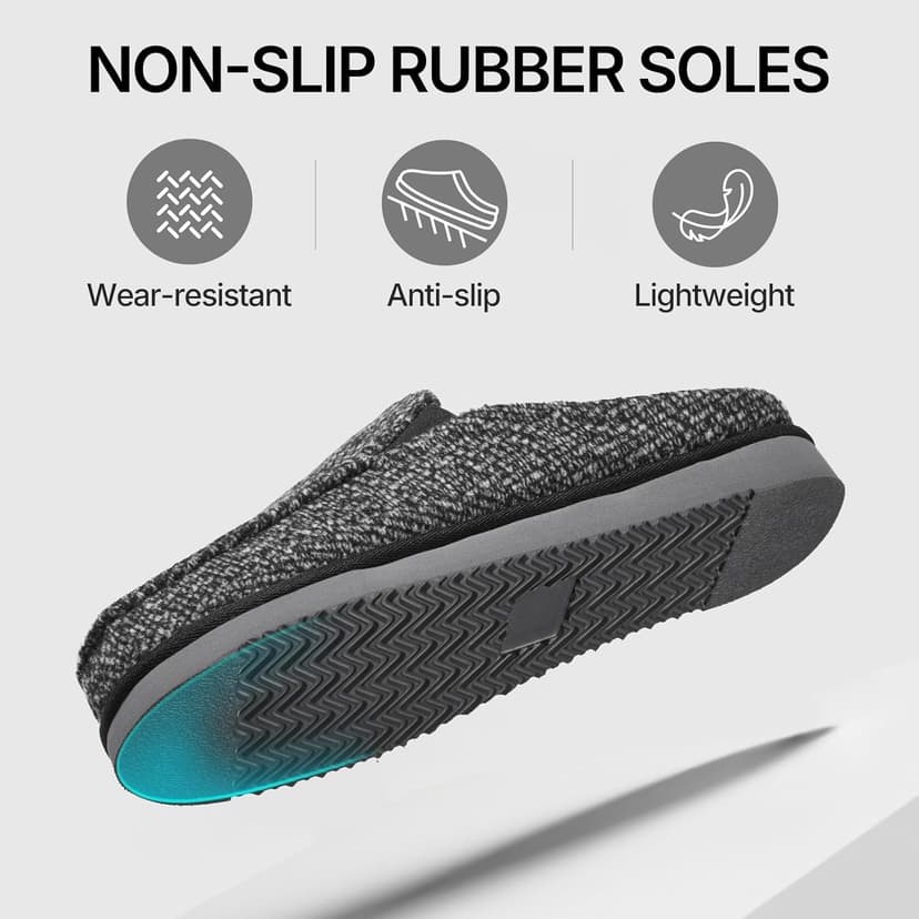 ATHMILE Mens Moccasins House Slippers Slip-on House Shoes with Warm Furry Faux Fur Cotton-Blend High-Density Memory Foam Non-Slip Sole for Indoor Outdoor