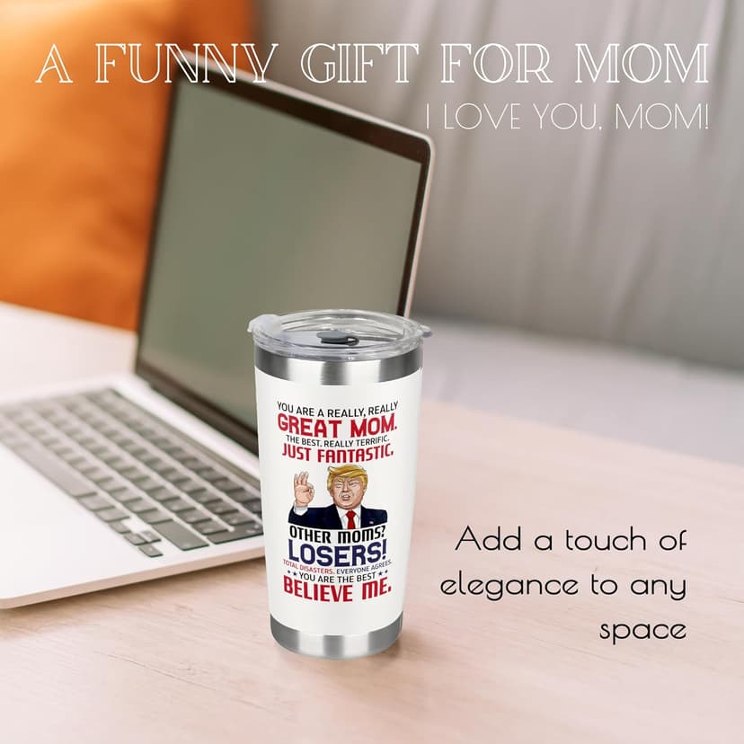 Gifts for Mom from Daughter Son - Christmas Gifts for Mom Wife - Birthday, Christmas, Valentines Day Gift for Moms - Gift for Mama, Moms, Mother - 20 Oz Stainless Steel White Tumbler