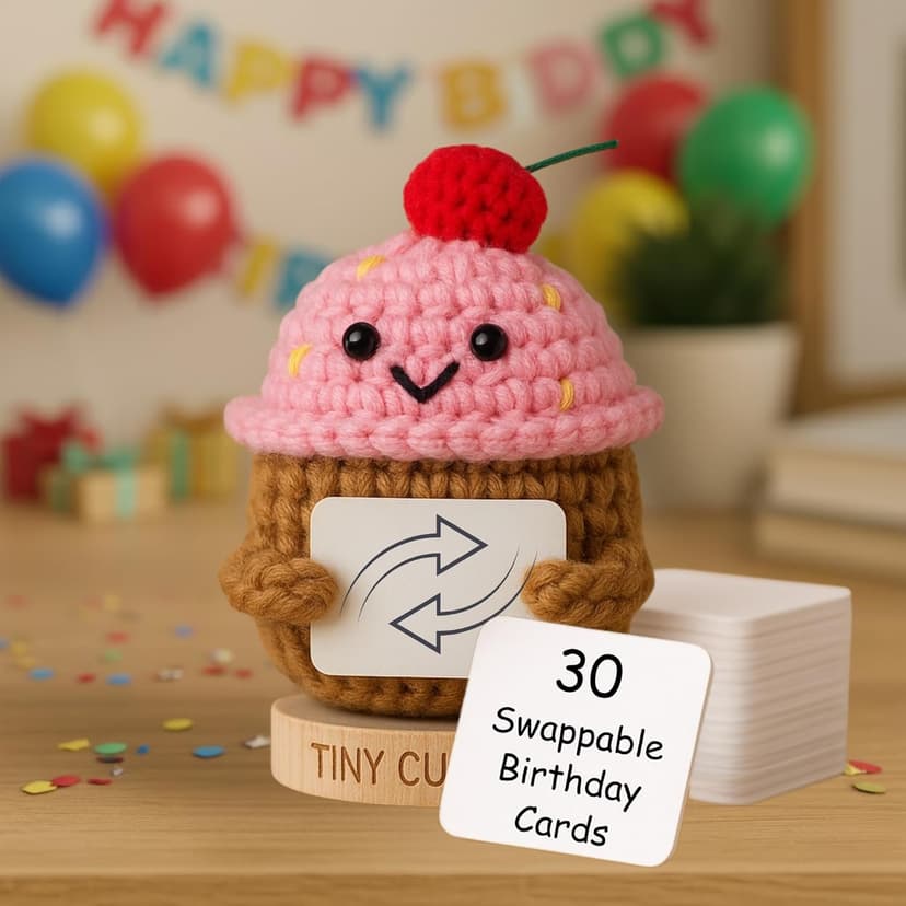Happy Birthday Gift for Women - Tiny Cupcake With 30 Sweet Birthday Cards | Funny Gift Idea for Women for 16th, 21 Year Old, 30th Birthdays | Cute Bday Party Decor for Friends, Teens, Daughter, Sister