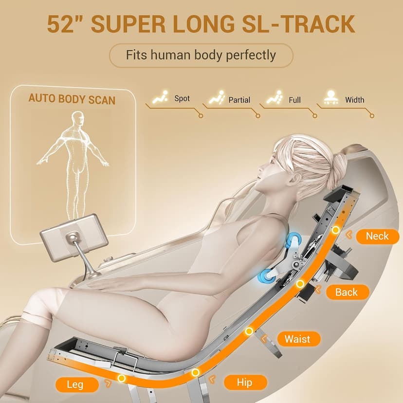 MYNTA Massage Chair Full Body with Heat, Zero Gravity SL-Track 3D Massage Chairs with Thai Stretching, 12 Modes,12 Massage Techniques, Calf & Foot Massage, Wireless Charging, White Noise