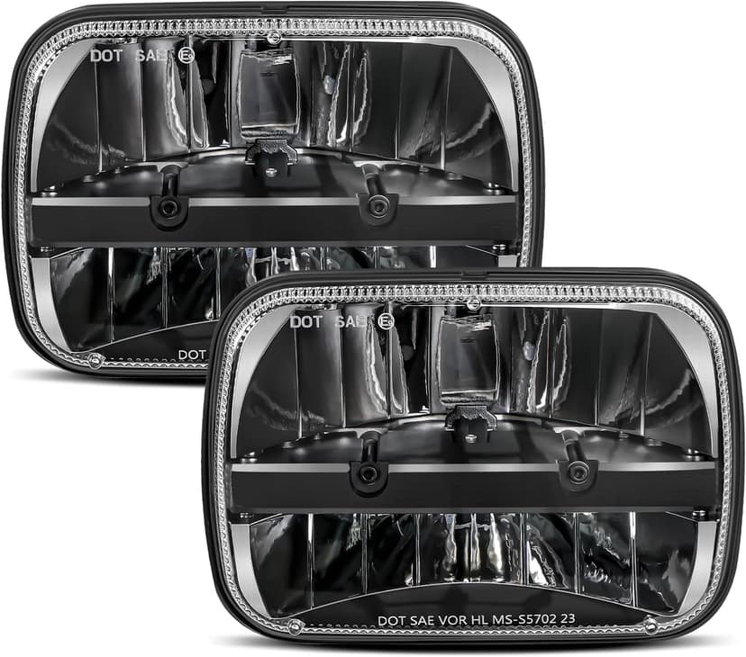 UNI-SHINE 5x7 led headlight 2pcs 7x6 led headlight Reflector Plug and Play H6054 H5054 Hi/Lo Sealed Beam DOT Approved Compatible with jeep Wrangler YJ Compatible with Cherokee XJ