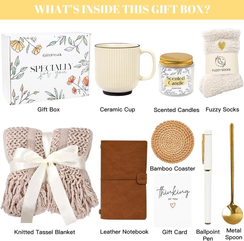 Gifts for Women, Get Well Soon Gifts for Women, Sympathy Care Baskets, Thinking of You Care Package, Self Care Gifts, After Surgery Feel Better Gifts Blanket (Khaki) B0CQ4N6YN6