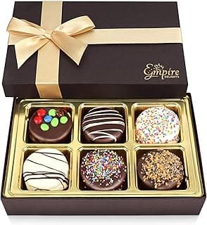 Gourmet Cookies Gift Basket - Delicious Chocolate Gift Basket Great for Birthday Treats for Women and Men - Fancy Chocolate Covered Cookies for Gifting, 6 Count