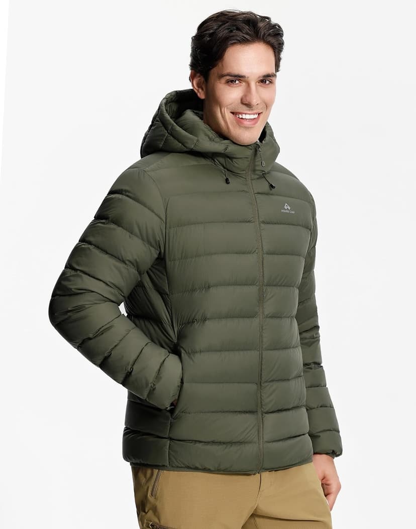 Pioneer Camp Men's Down Puffer Jacket with Hood Lightweight Packable Warm Insulated Thermal Puffy Winter Coat Ski Travel