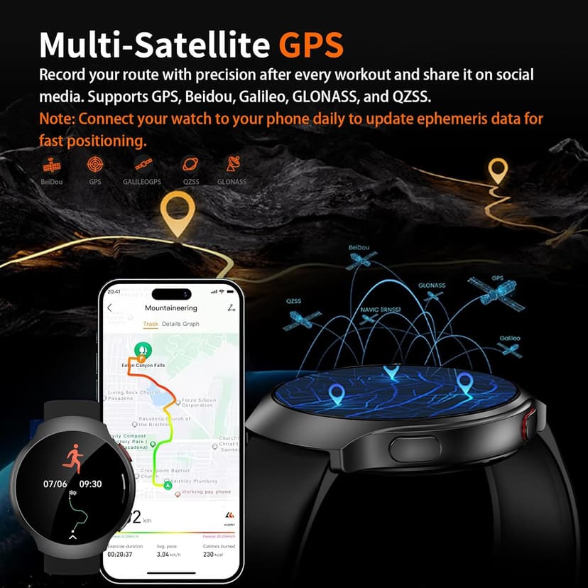 GPS Smart Watch for Men With AI (Answer/Make Call), 1.43" Micro-Spherical AMOLED Smartwatch for Android and iPhone, 150+ Sport Mode Fitness Tracker with HR, SpO2, Sleep Monitor, 5ATM Waterproof