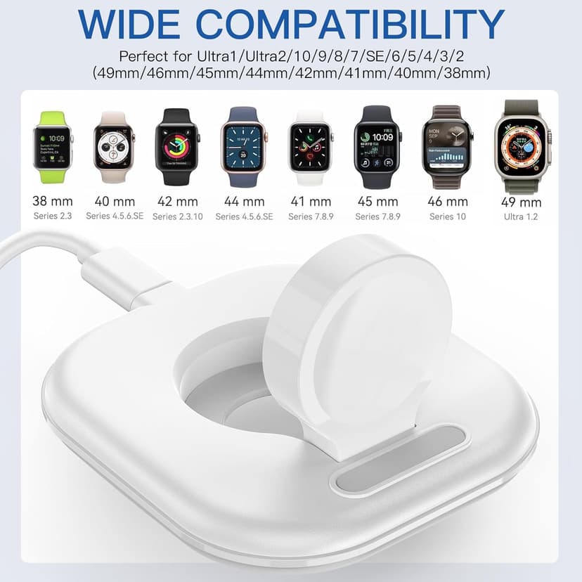 for Apple Watch Magnetic Charging Dock - Fast Magnetic Charger Stand, Compatible with Apple Watch Series 2/3/4/5/6/7/8/9/10/Ultra 1 2, Supports Nightstand Mode, Portable Design for Travel