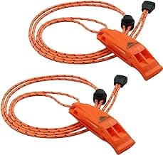 LuxoGear Emergency Whistles with Lanyard Safety Whistle Survival Shrill Loud Blast for Kayak Life Vest Jacket Boating Fishing Boat Camping Hiking Hunting Rescue Signaling Kids Lifeguard Plastic 2 Pack