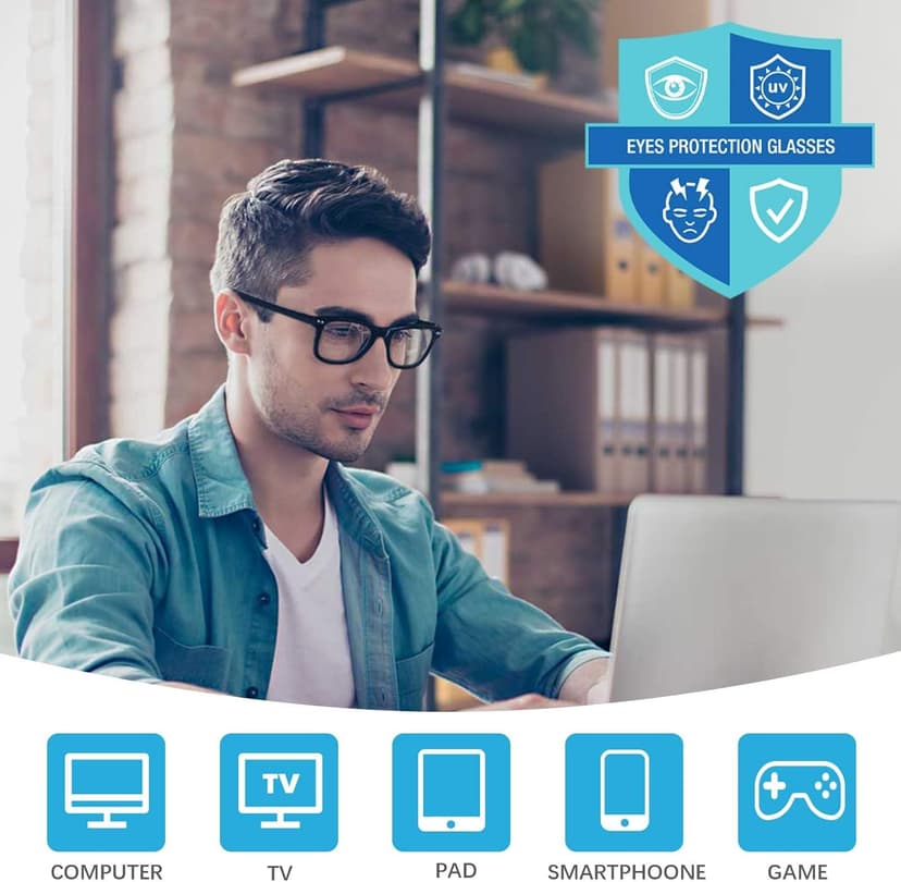 AOSM Blue Light Glasses for Men & Women,Gaming glasses Anti-Glare UV400 Protection,Blue Light Blocking to Relieve Eye Strain