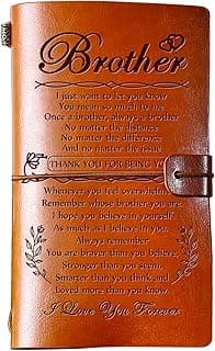 Hiipeenow Brother Gifts from Sister, Leather Travel Journal 140 Pages Presents, Birthday Graduation Christmas Valentines Fathers Day Wedding Day Gifts for Brother