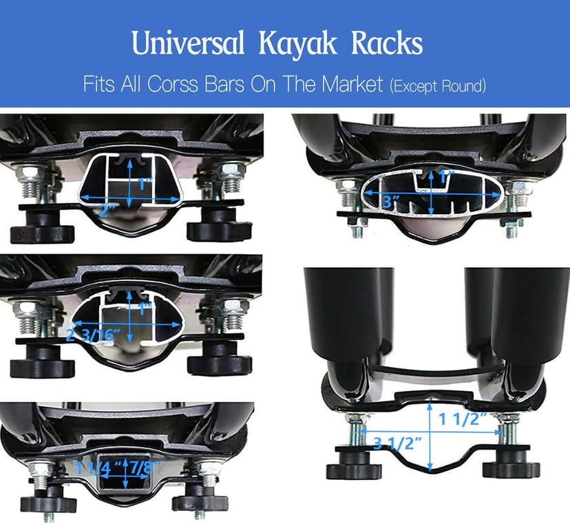 Taelakeni 2 Pairs Kayak Carrier Racks, Universal Cars Kayak Roof J Bar Rack (1 Pair) (1 Pair) (2 Pairs with 10ft S-Hook)