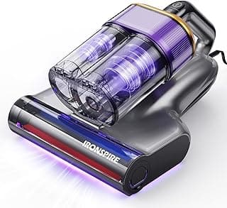 IRONSPIRE Bed Vacuum Cleaner, Mattress Vacuum with 2 Roller Brushes 253.7nm UV-C Light & Ultrasonic,145°F Heat, HEPA Filter, 18kPa Suction 650W Powerful Handheld Vacuums for Dust & Pet Hair(Corded)