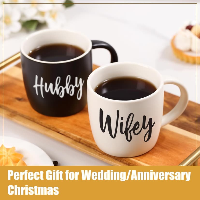 Christmas Gifts for Couples 2025, Wifey Hubby Mugs Set of 2 Coffee Mug, Bridal Shower Gift, Mr and Mrs Coffee Mug, Wedding Couples Gift for Bride Groom, Thanksgiving Gifts