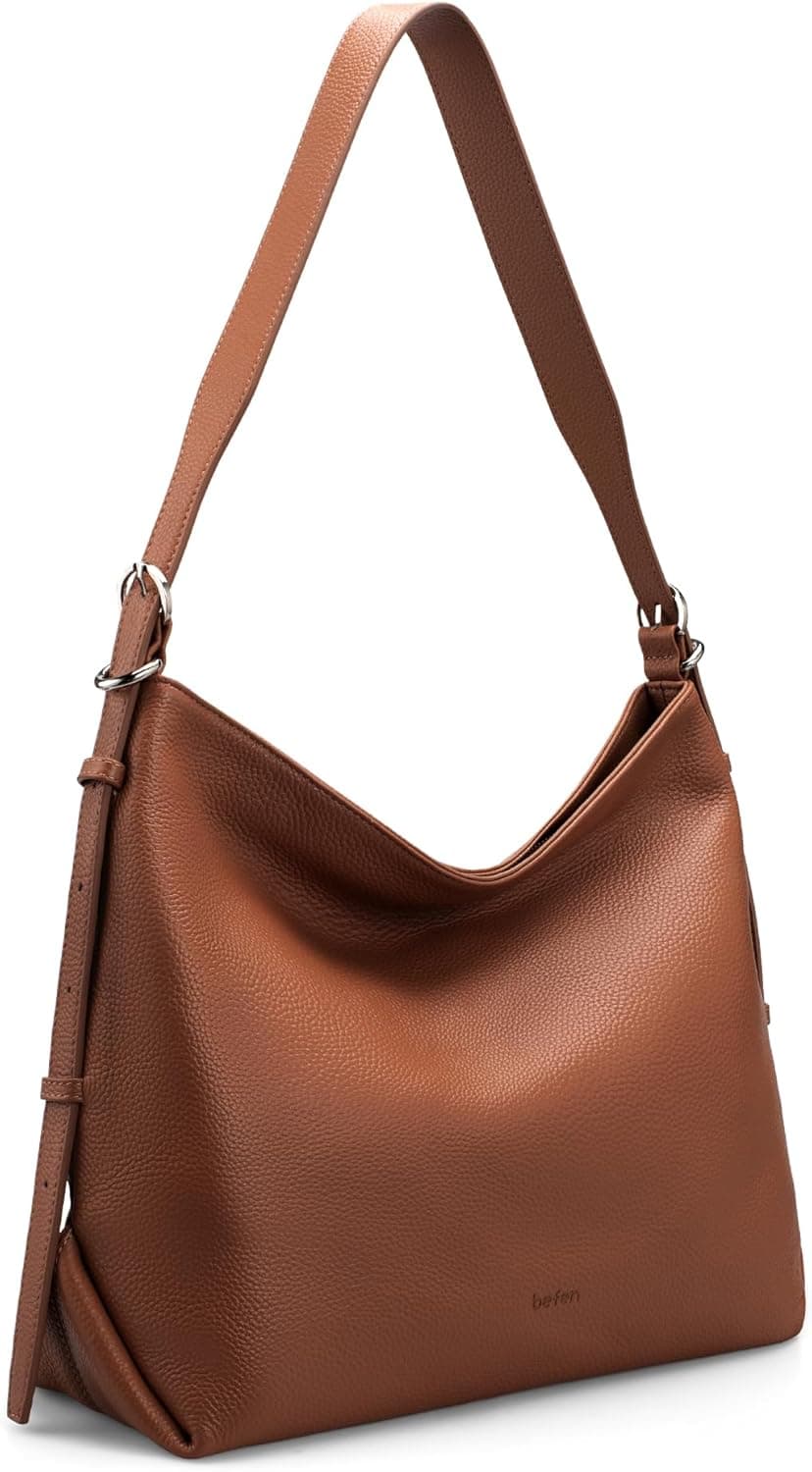 befen Genuine Leather Crossbody Hobo Purses for Women, Ladies Shoulder Bags Handbags with 2 Shoulder Straps
