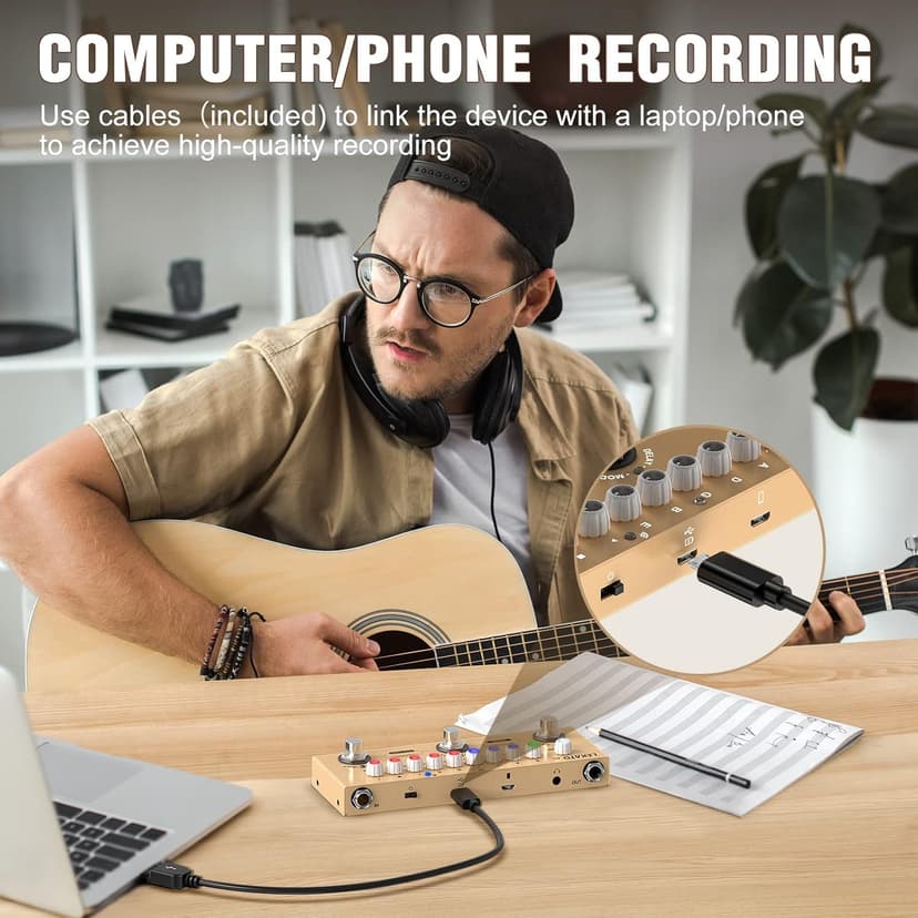 LEKATO Multi Effects Pedal for Acoustic Guitar, with IR Loading 9 AMP Models, Acoustic Multi Effects Processor, Bluetooth 5.0,Recording, Built-in Battery