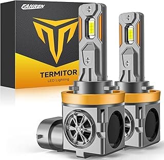 Termitor Upgraded H11/H9 Bulbs, 80,000LM Ultra Brightness, 6500K Cool White 1:1 Mini Size No Adapter Required, 80,000hrs+ Lifespan, H16 H8 Driving Lights, Plug-N-Play, Pack of 2