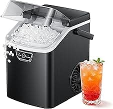 ICYGLEE Nugget Ice Maker Countertop with Handle, Ready in 4 Mins, Max 40lbs/24H, Chewable Ice, Self-Cleaning, Portable Sonic Ice Maker with Basket and Scoop, for Home/Party/RV/Camping (Black)
