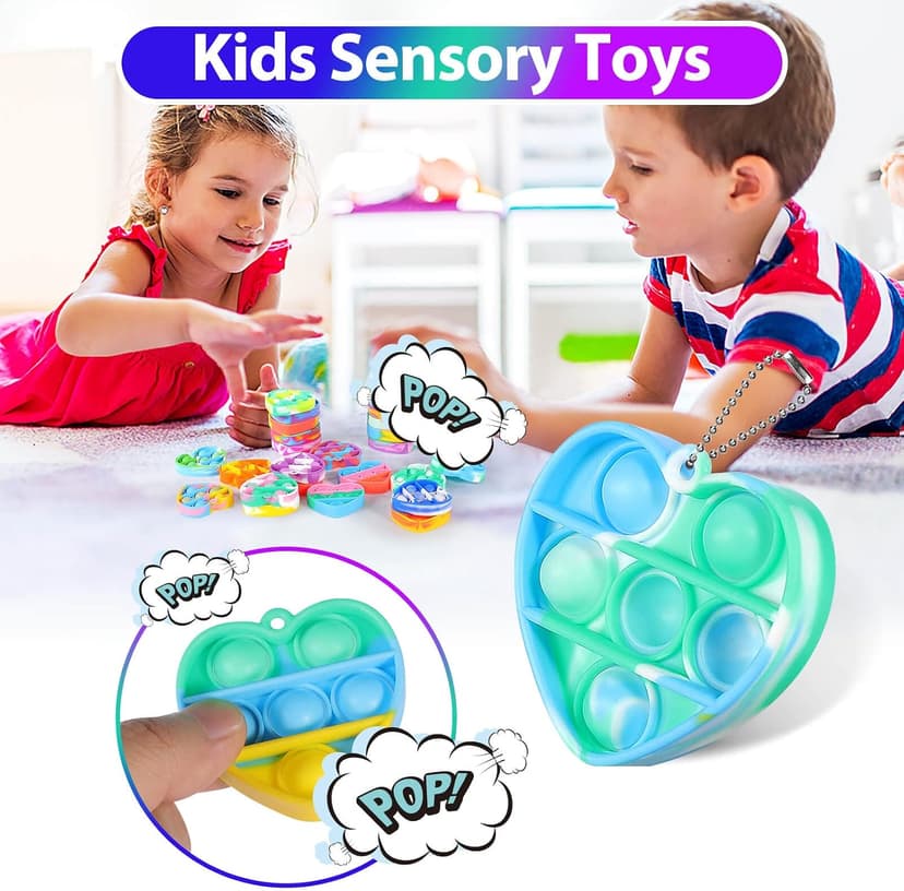 Valentines Day Gifts for Kids Classroom Prizes Student Mini Pop Keychain It Small Fidgets Birthday Goodie Bag Stuffers Filler Heart Pop Fidget Toys Bulk Its Valentine Party Favors for Kids 30 Pack B0BJNQMM9T