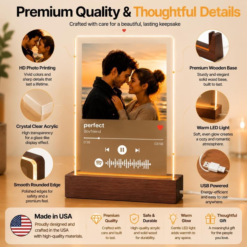 Personalized Gifts for Women Men - Acrylic Spotify Song Plaque - Spotify Plaque Custom Photo Gifts for Boyfriend Girlfriend - Customized Gifts for Him Her B09CG5CWG5
