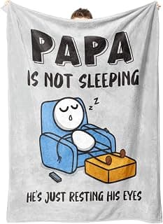 om Daughter Son Grandkids, Birthday Gifts for Papas Dad Grandpa, Flannel Throw for Couch and Naps, 60‘’ x 50‘’ （Gray） Funny Papa Gifts, Papa is Not Sleeping Blanket Gift B0FD9JGRJ3