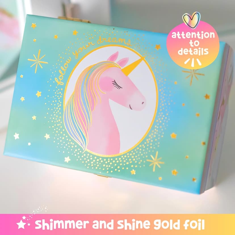 Music Boxes for Little Girls, Toddler Jewelry Box for 4 Year Old Kids, Toys for Toddlers, Birthday Gifts for Kids 5-9 Years Giggle & Honey® Musical Unicorn Jewelry Box for Girls B0CHKLZ7PJ