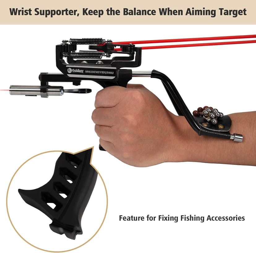 Goldboy Professional Slingshot, Wrist Rocket Slingshot with Red Beam Sight, Hunting Slingshot for Adults with 4 Rubber Bands Replacement and 220 Ammo for Adults