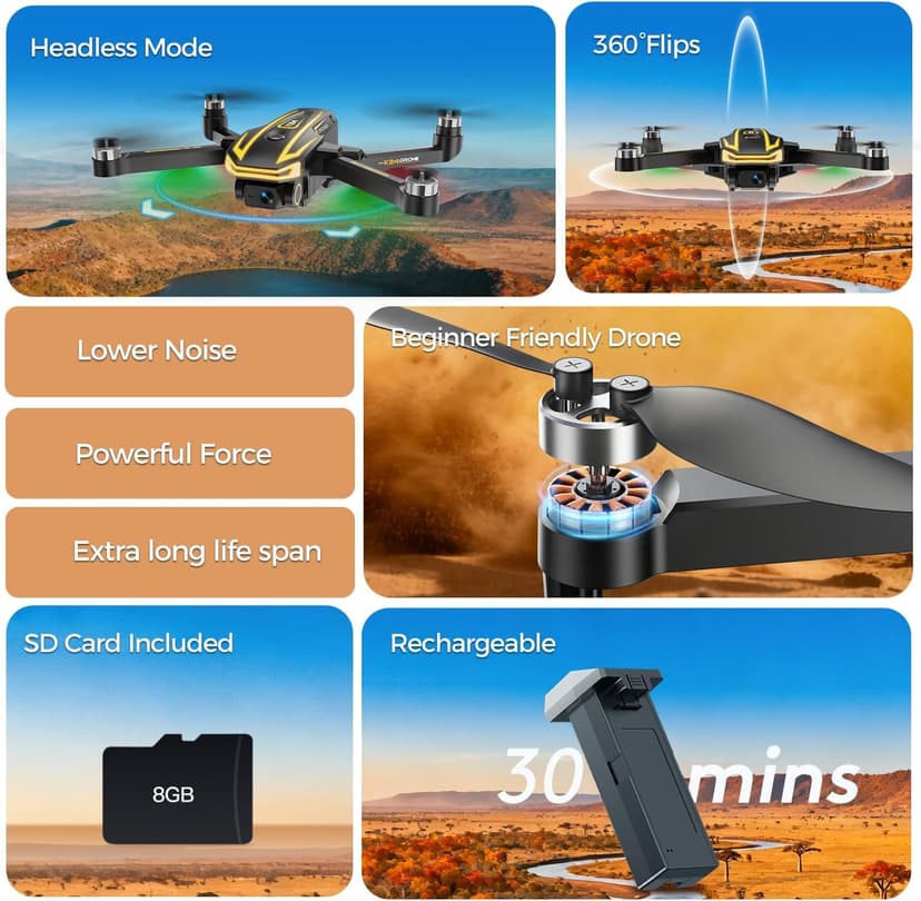 FPV Drone with Camera 4K for Adults,Big Screen on Remote Controller,2 pcs Batteries and Carrying Case,Gift for Men,Easy Fly Quadcopter for Beginners with Optical Flow Positioning