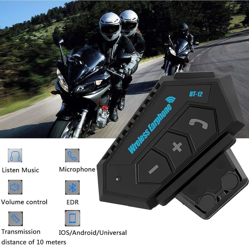 Motorcycle Helmet Headset Stereo Bluetooth Earphone Wireless Handsfree Mic Headphones Music Player for Motorbike Rider
