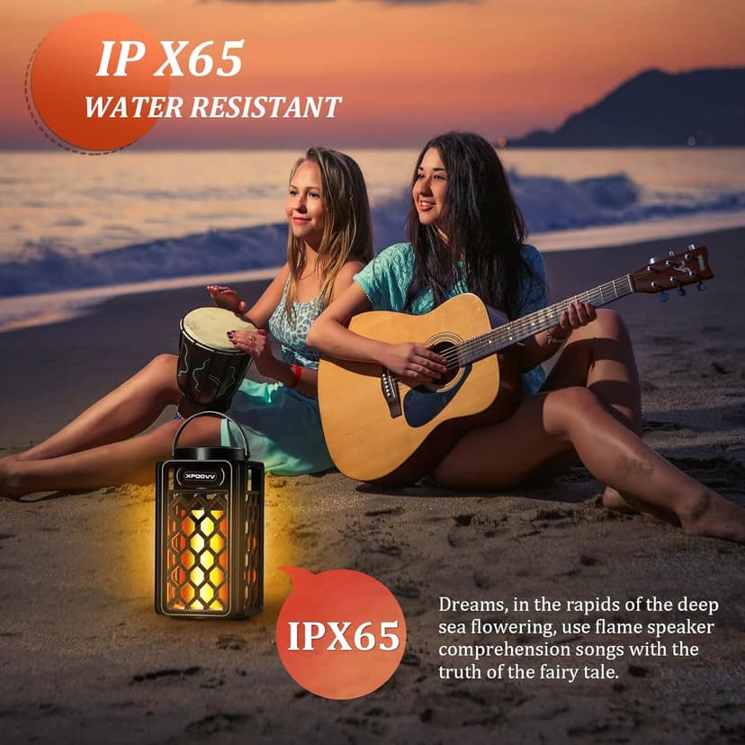 Outdoor Bluetooth Speakers Waterproof Portable Led Flame Speaker with Torch Atmosphere 10w Enhanced Bass for Patio Porch Garden Home Backyard Decor, Gifts for Men Women Couples Dads Moms
