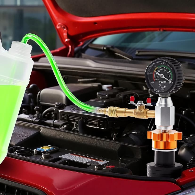 VEVOR Radiator Vacuum Refill Kit, Automotives Cooling System Vacuum & Purge Fill Tool with Gauge, Portable Radiator Coolant Filling Kit with Toolbox, Universal Fit for Most Cars Vans SUVs and Trucks