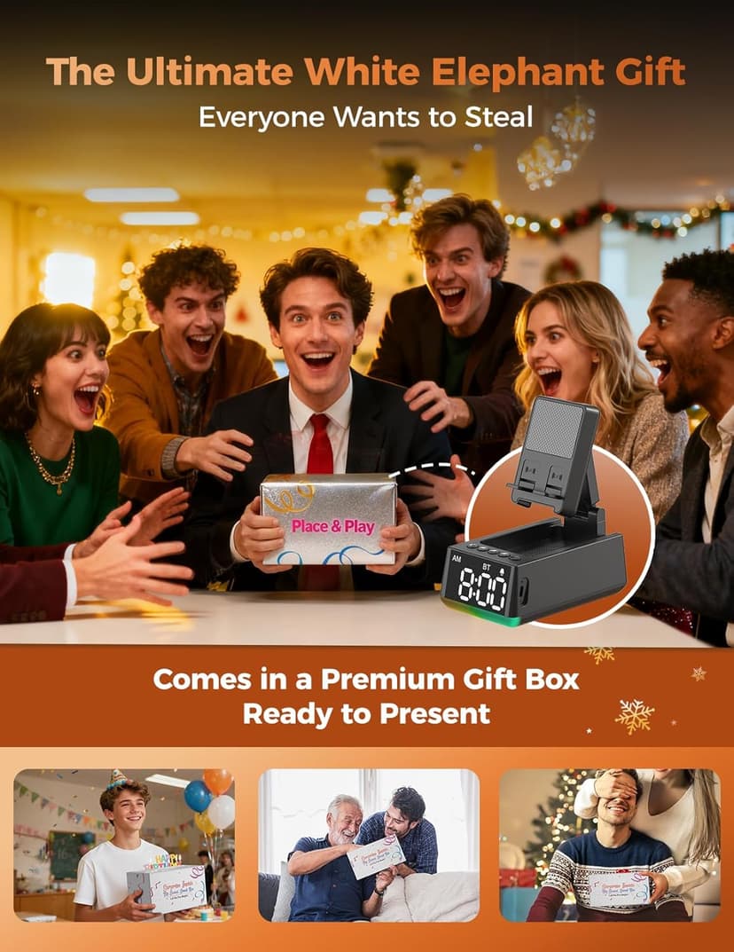 Birthday Gifts for Men Women-Bluetooth Speaker with HD Sound, Stocking Stuffers White Elephant Gifts for Adults, Kitchen Gadgets for Anniversary Idea Gift for Dad Mom Husband Wife(Black)