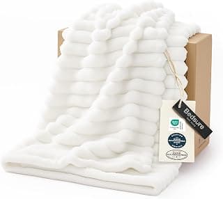 Bedsure GentleSoft White Throw Blanket for Couch - Cozy Blanket for Women, Cute Fleece Throws for Girls, Teacher Gifts Birthday Gifts for Women Men Mom, Room Home Dorm Decor, Off White, 50x60 Inches