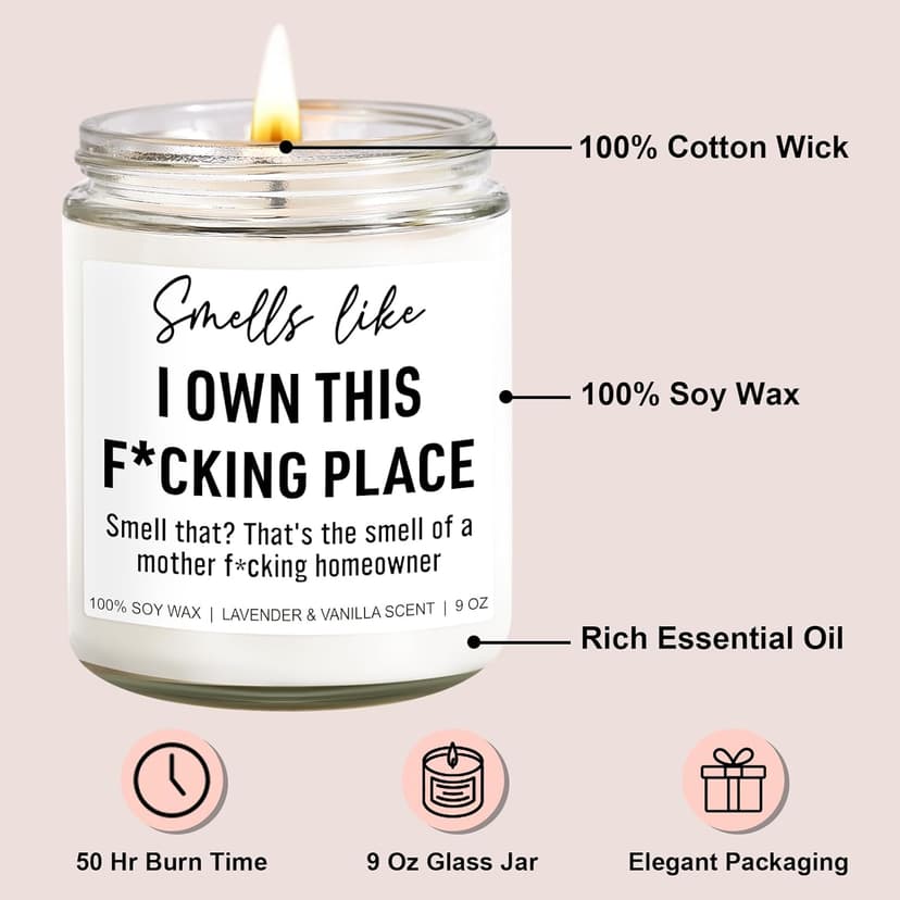 Funny Scented Candle, House Warming Gifts New Home, Housewarming Gifts for Women, Men, Couple, New Homeowner - First Apartment Essentials - Closing Presents for Home Buyers - 9 oz