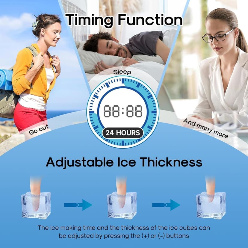 ICEPURE 15“ Under Counter Ice Maker, Built-in/Commercial Ice Machine with Drain Pump, 90 Lbs/24H, Auto-Cleaning, 24H Timer, 26Lbs Storage, Stainless Steel, Perfect for Commercial & Home
