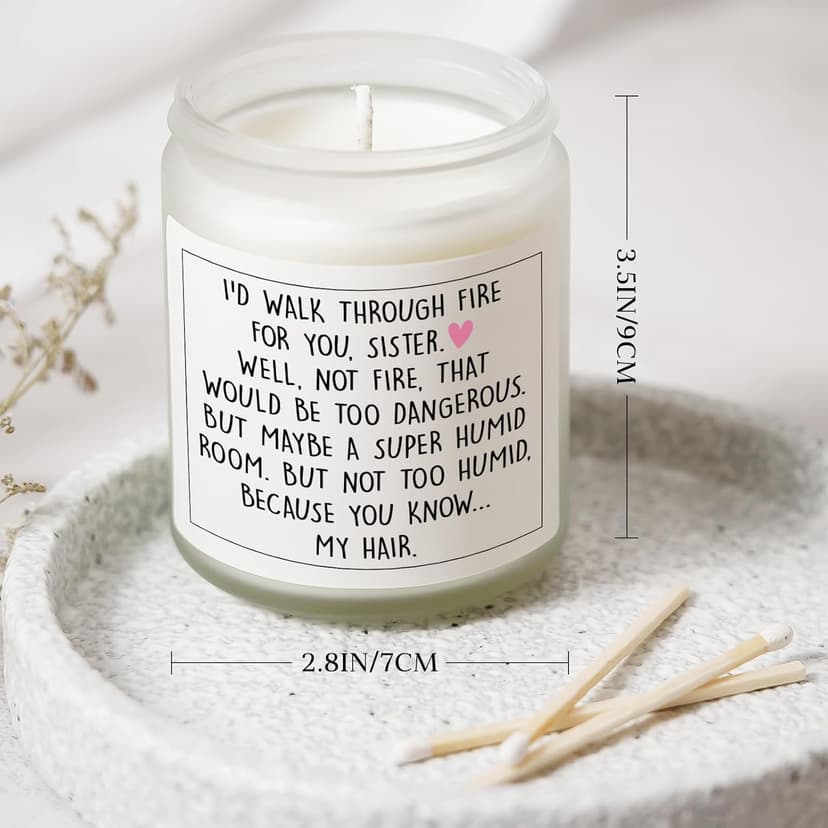 Funny Sister Gifts, Sister Birthday Gifts Ideas- Handmade Lavender Natural Soy Wax Candle (7oz)- Sisters Gift from Sister Brother for Graduation, Birthday, Christmas, Mothers Day, Sis Candle