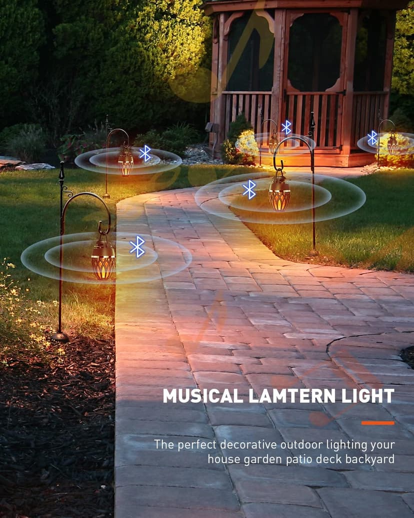 BT 5.0, Wireless Torch Lantern Atmosphere Decor for Patio Yard Pool Party Camp, Housewarming Gifts for Men/Women 2 Pack Outdoor Bluetooth Speakers with Flame Flickers Light IPX5 Waterproof B0B2W2FKLC
