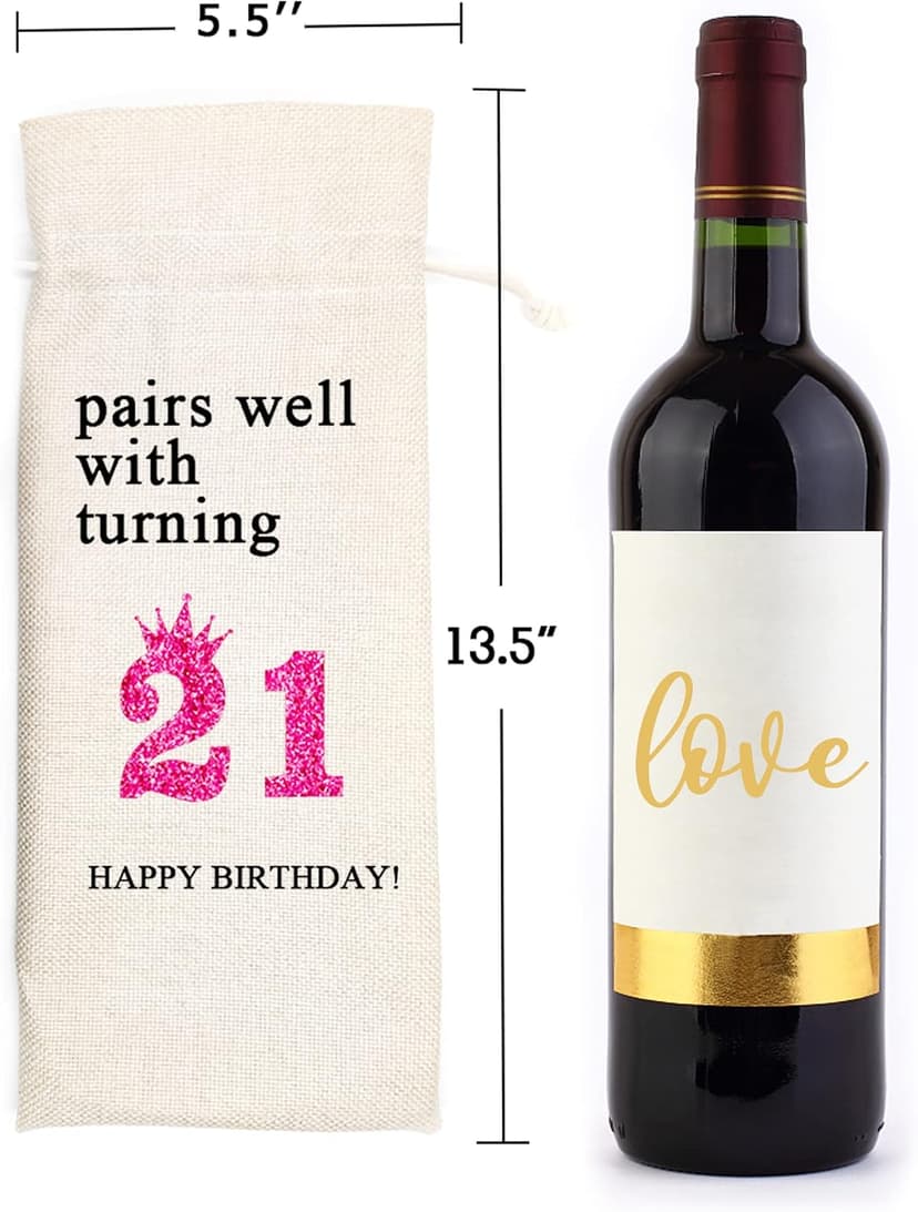 Socive 21st Birthday Wine Bag, Presents for 21st Birthday girl, 21 Years Old Gift Idea Wine Bag for Her Girl Friend, Sister Party Decorations B0B21FJ1NH