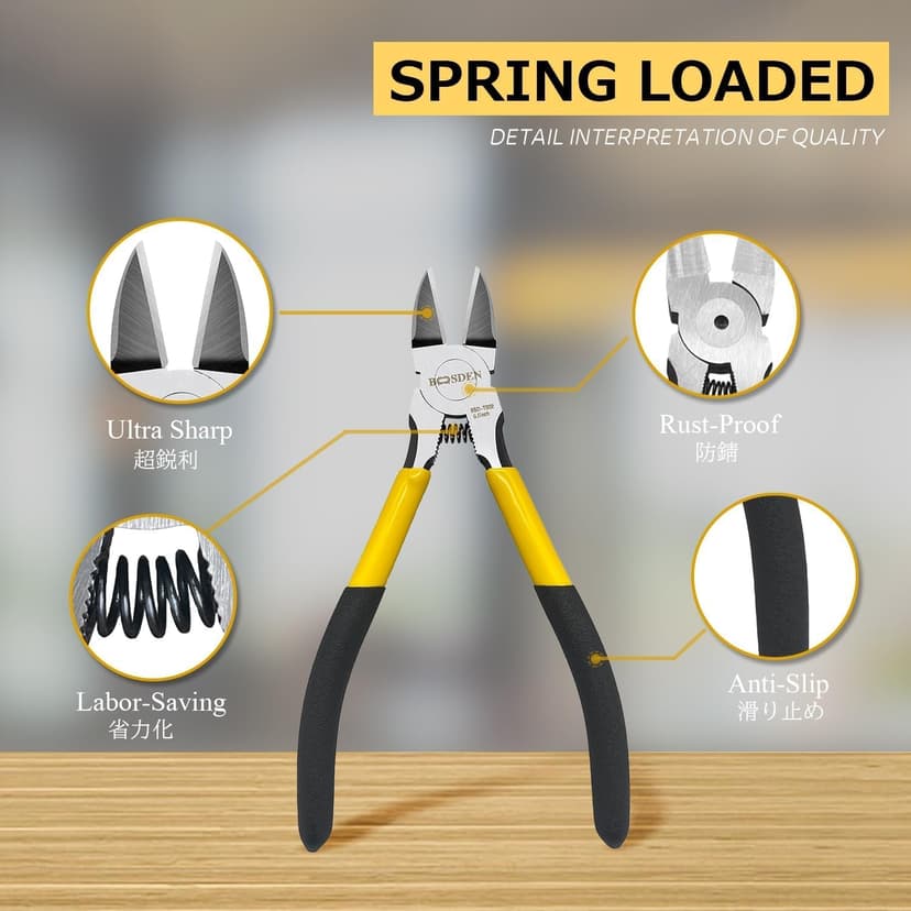 Spring Loaded Flush Cutter Dike for Crafting, Artificial Flower Jewelry Making, Flush Cut Plier Floral Wire Cutter Dyke Snip BOOSDEN Wire Cutter 6.5 inch Cutting Pliers Diagonal Cutter Metal Snipper B08ZCHYGN7